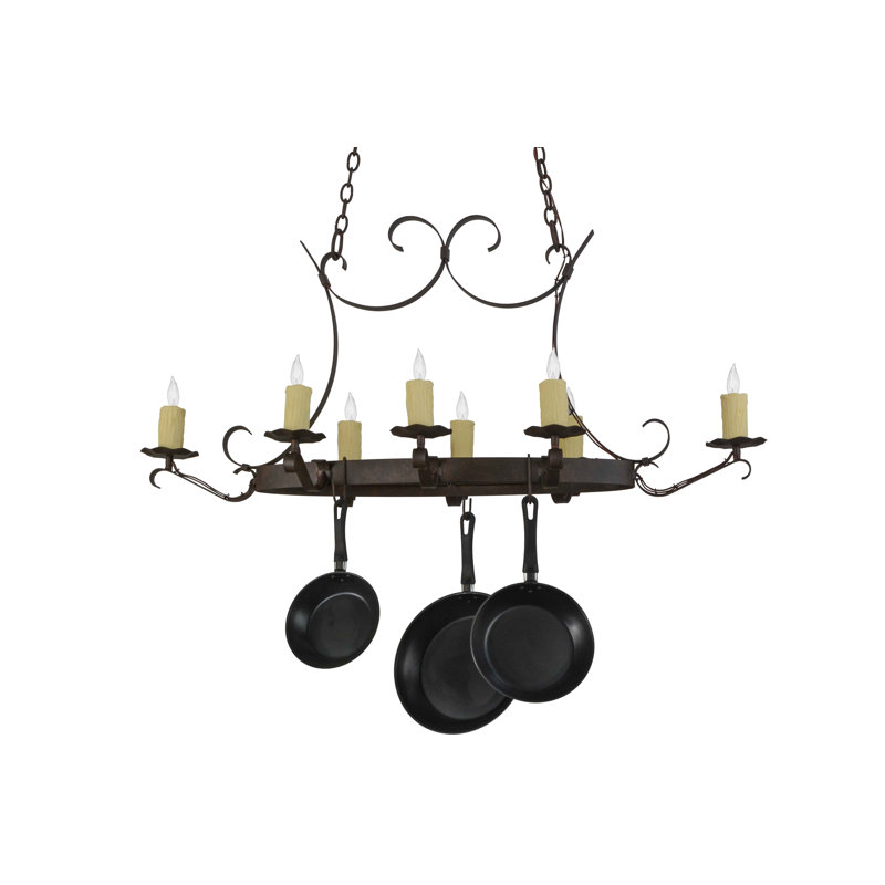 Handforged Cajun Spice Metal Oval Chandelier Pot Rack