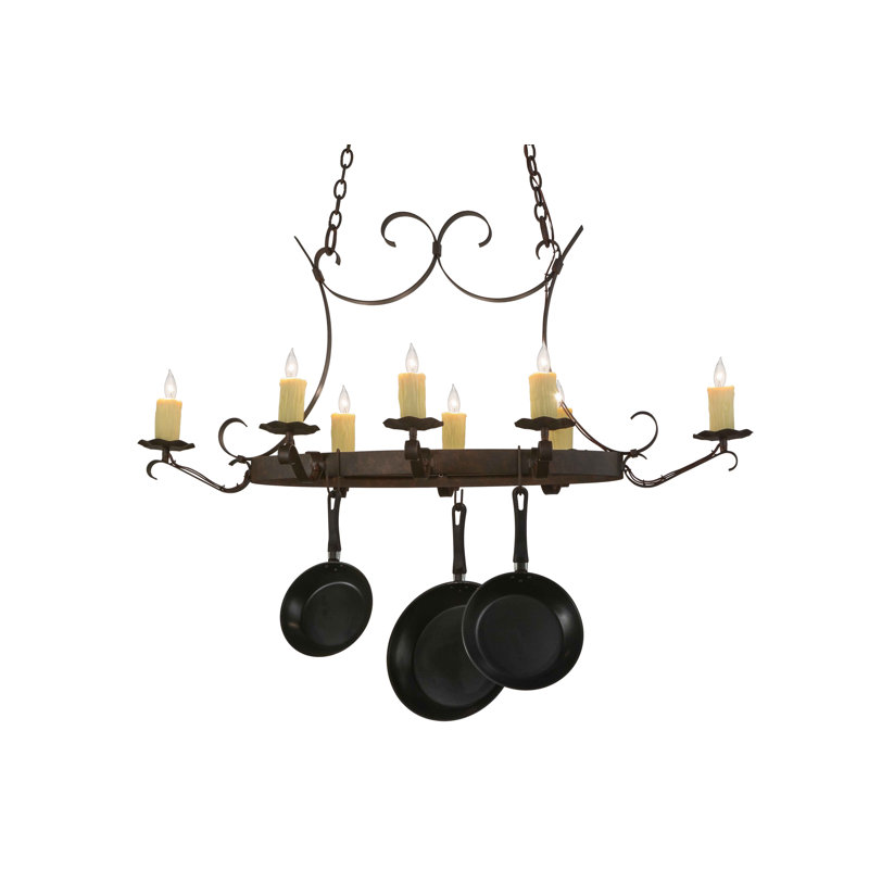 Handforged Cajun Spice Metal Oval Chandelier Pot Rack
