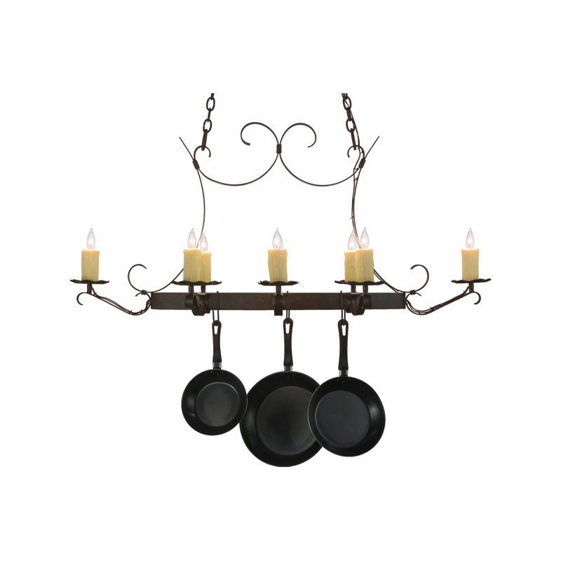 Handforged Cajun Spice Metal Oval Chandelier Pot Rack