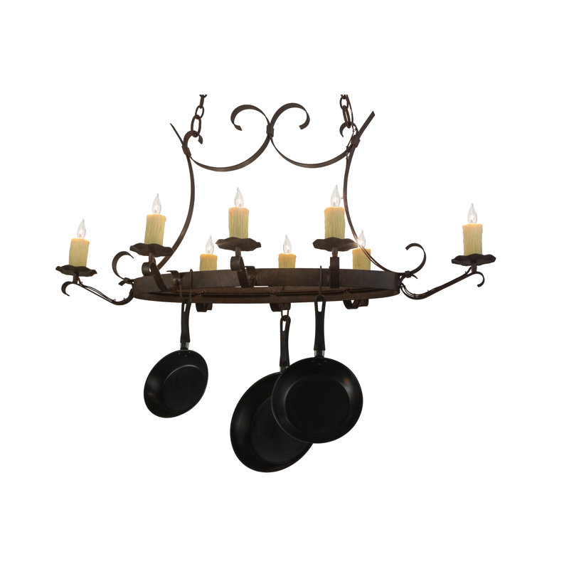 Handforged Cajun Spice Metal Oval Chandelier Pot Rack