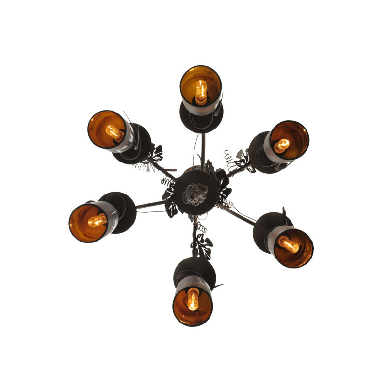 Tuscan Vineyard Elegance 6-Light Wine Bottle Chandelier with Grape Leaf Accents