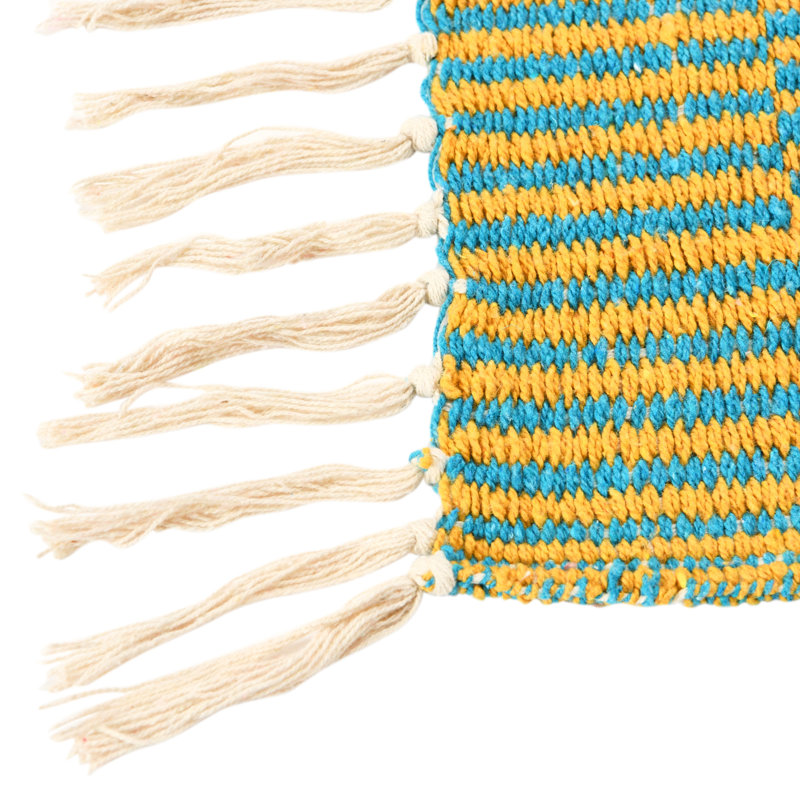 Multicolor Reclaimed Cotton Blend Striped Throw Blanket with Fringe