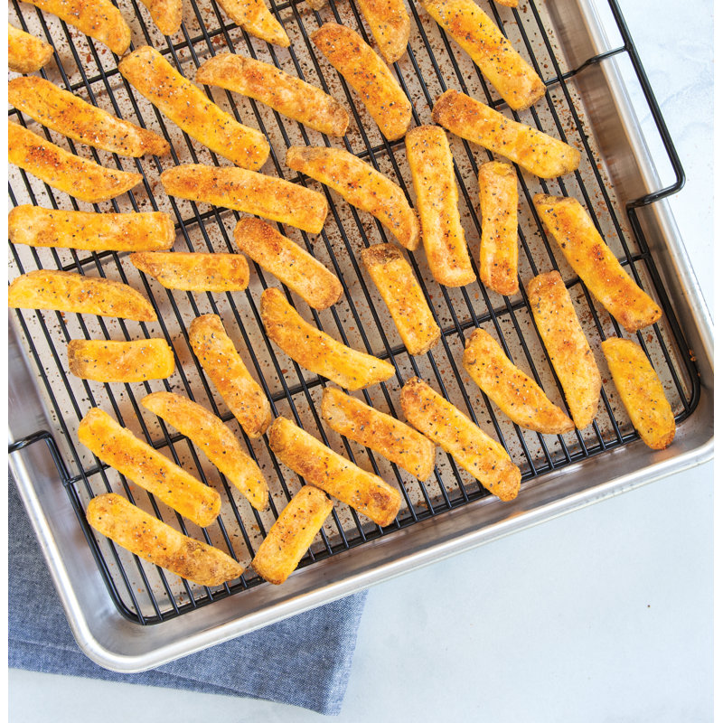 Extra Large Silver Aluminum Non-stick Cookie Sheet with Rack