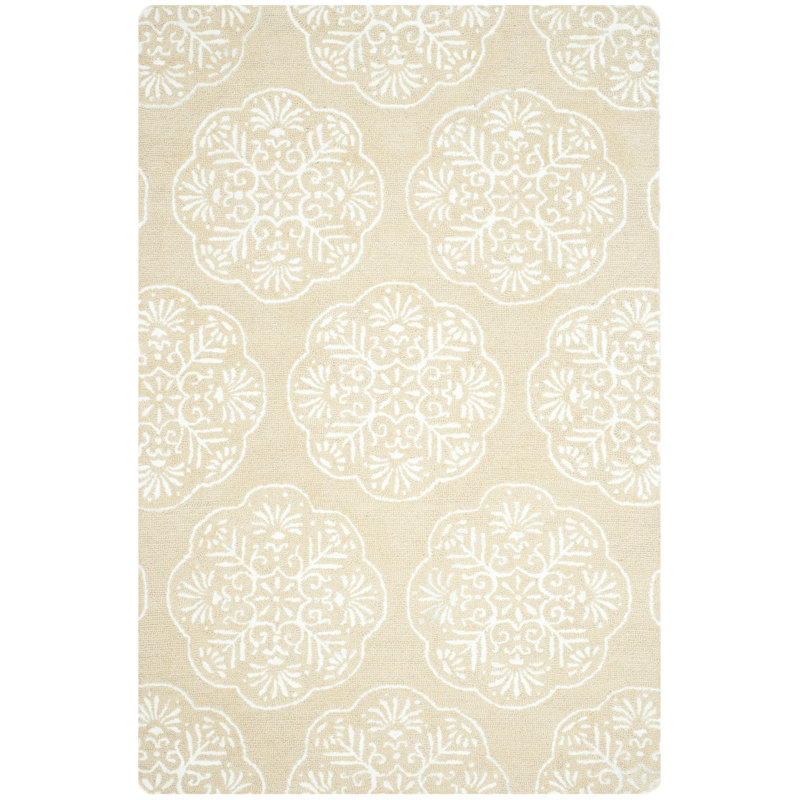 Bella Hand-Tufted Beige & White Wool 6' x 9' Area Rug