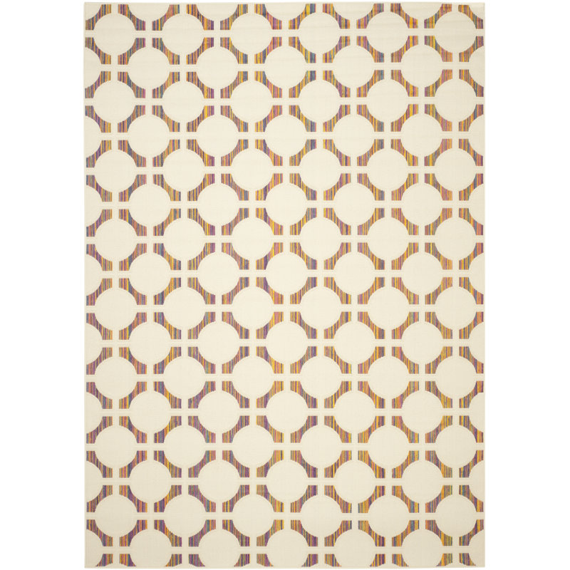 Multicolor Geometric Tufted Wool and Synthetic Kids Rug