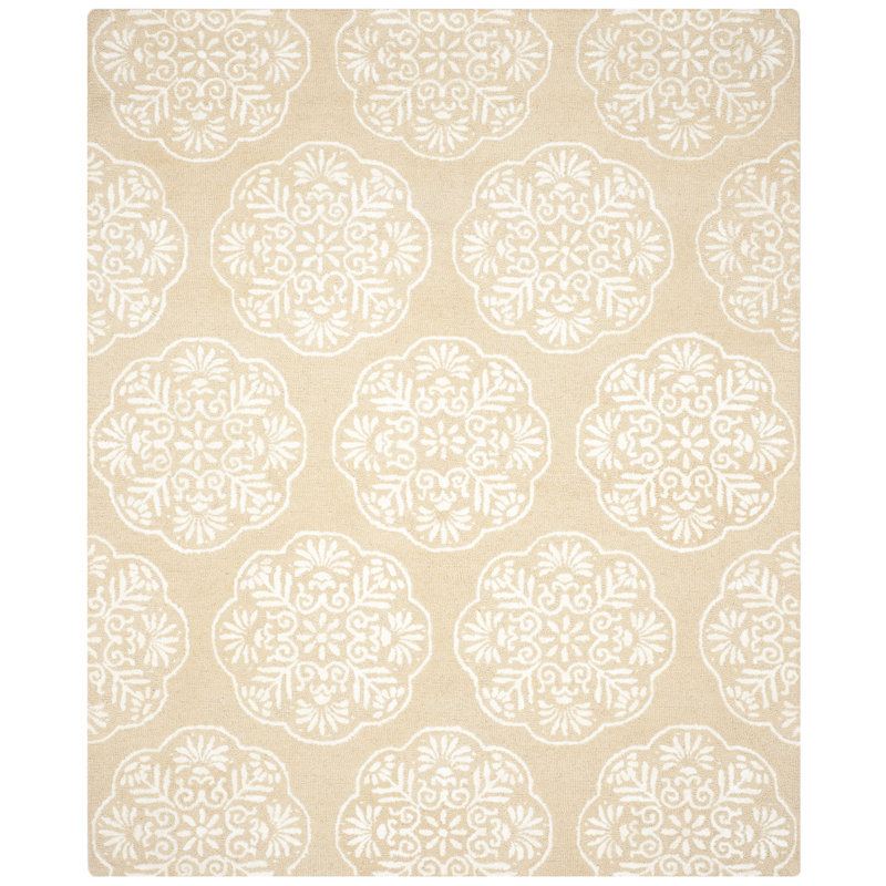 Bella Hand-Tufted Beige & White Wool 6' x 9' Area Rug