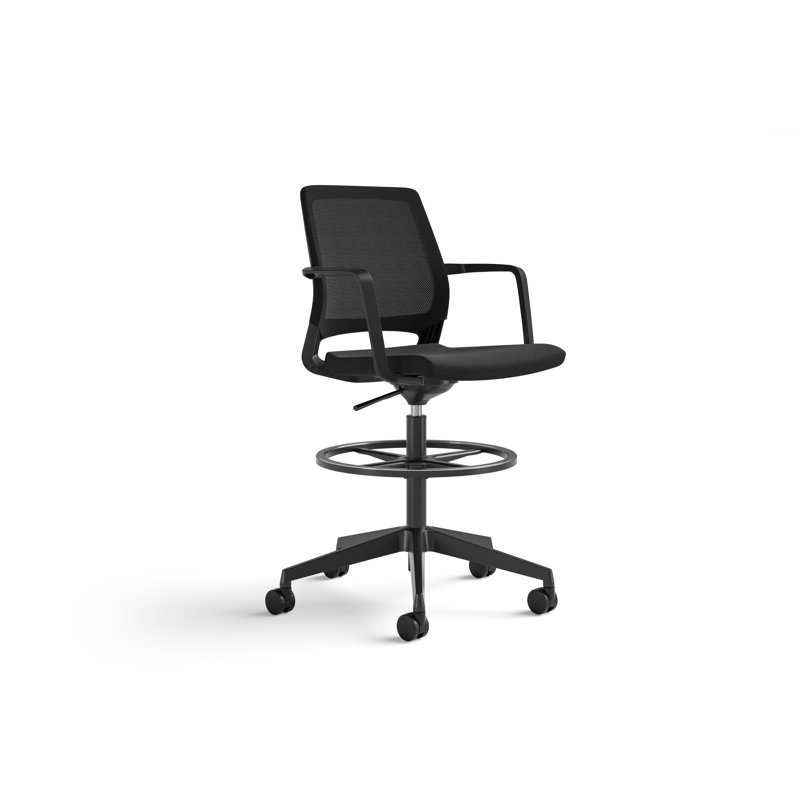 Black Mesh Swivel Drafting Chair with Plastic Frame