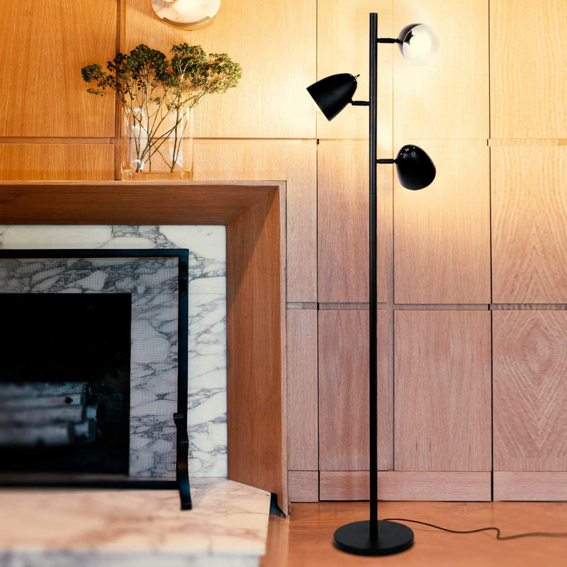 Jacob 64" Black Adjustable Multi-Head LED Floor Lamp