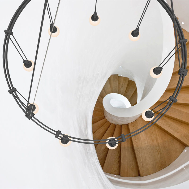 Satin Black 24" Modular LED Wagon Wheel Chandelier