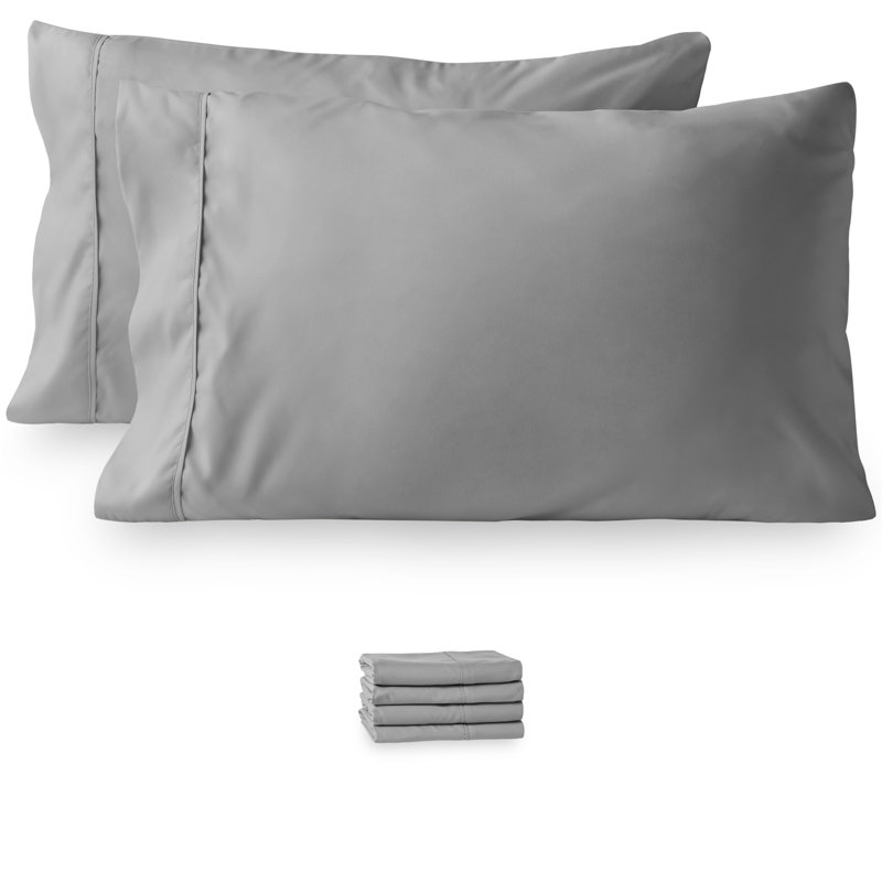 Light Gray Cotton Hypoallergenic Standard Pillowcases Set of 4