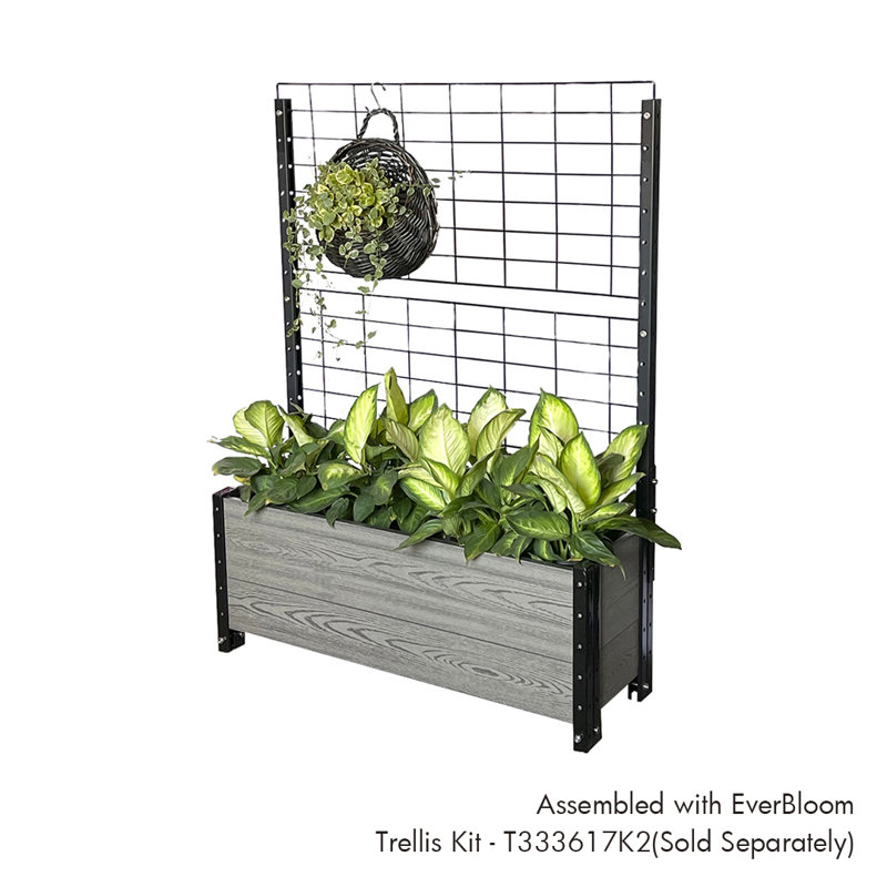 Contemporary Everbloom Grey Rectangular Raised Bed Planter with Wheels