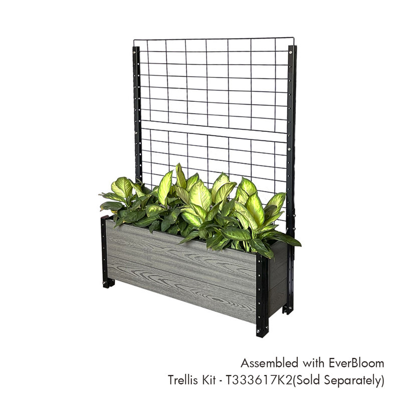 Contemporary Everbloom Grey Rectangular Raised Bed Planter with Wheels