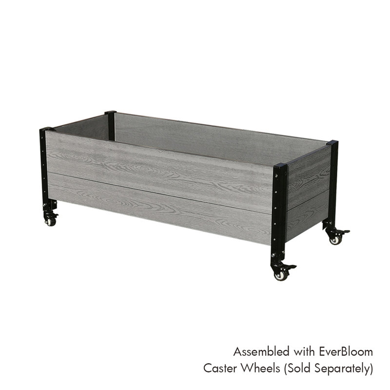 Contemporary Everbloom Grey Rectangular Raised Bed Planter with Wheels