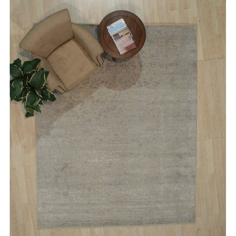 Galaxy Abstract Hand-Knotted Wool Rug in Gray, 8' x 10'