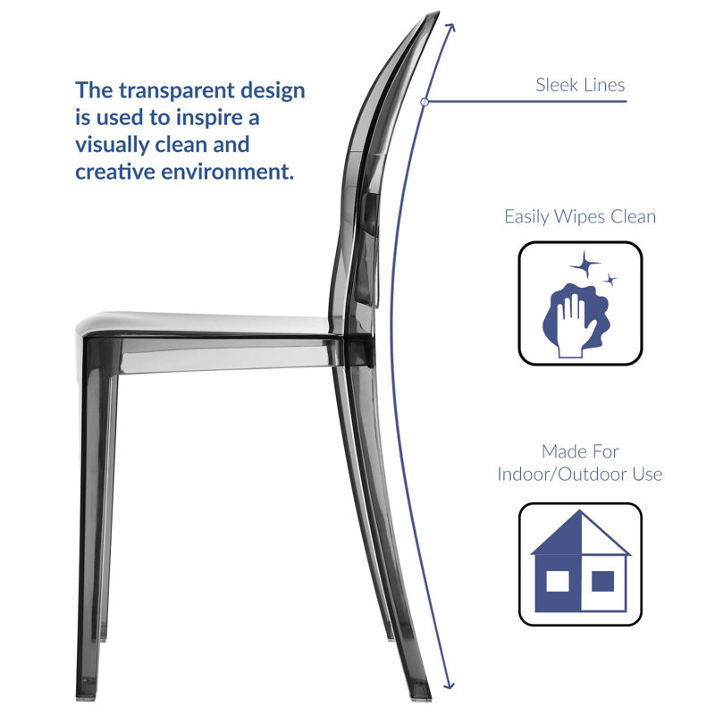 Ethereal Smoked Clear Polycarbonate Side Chair
