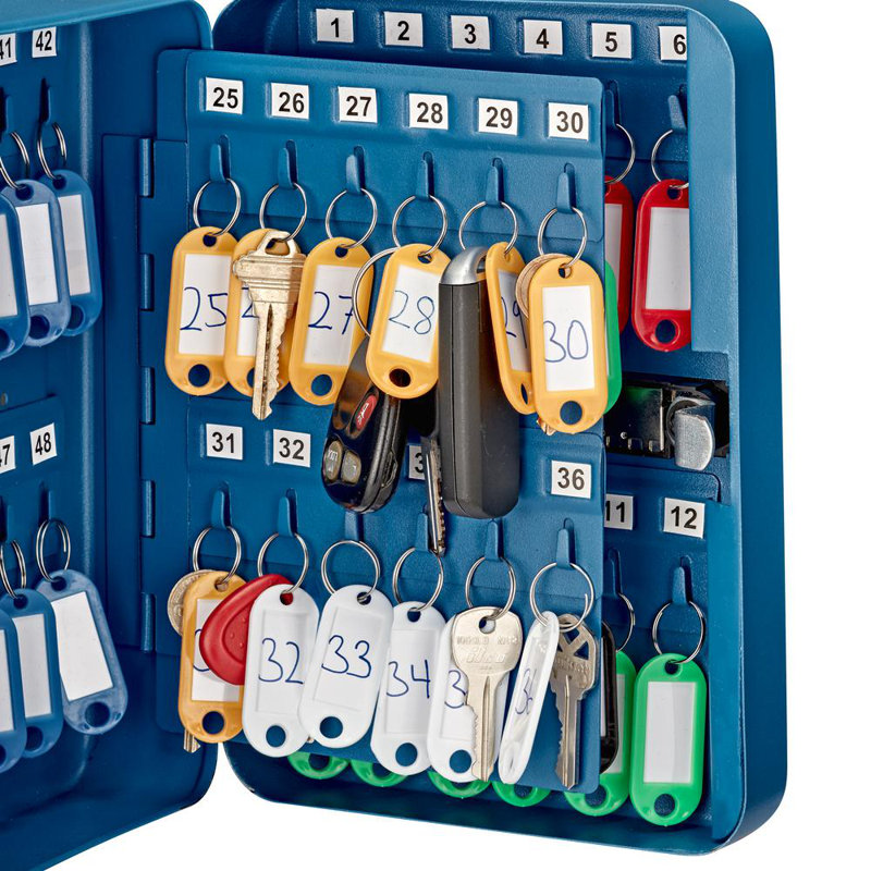 Blue Steel Wall-Mount Combination Lock Key Cabinet