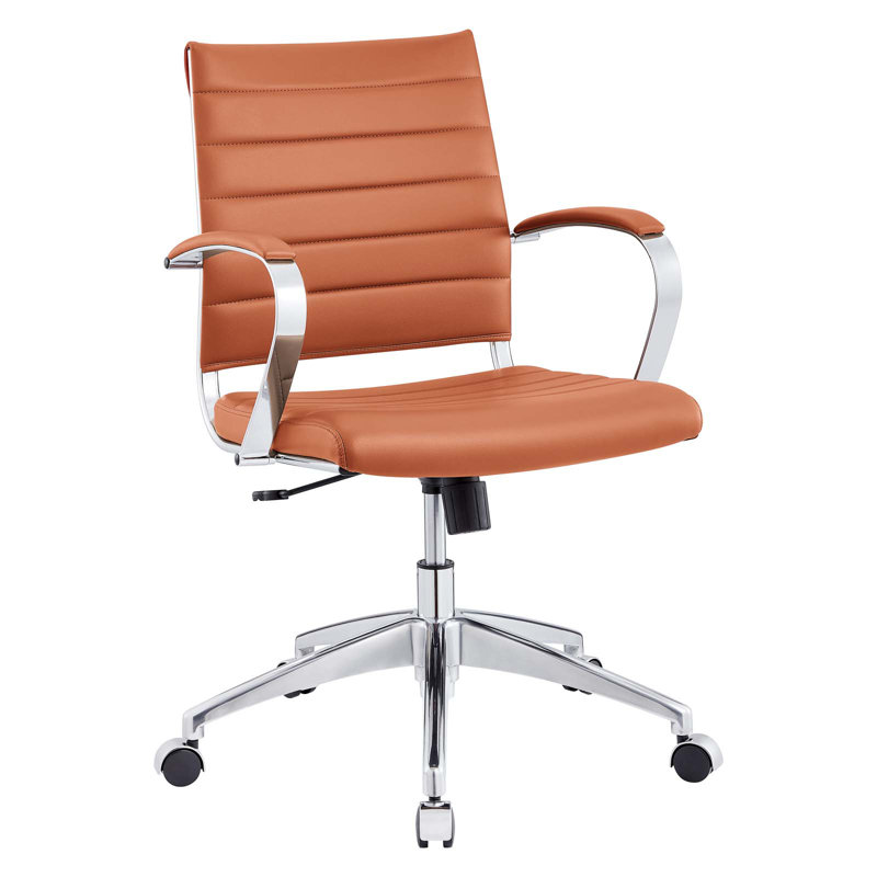 Terracotta High Back Swivel Office Chair with Chrome Base