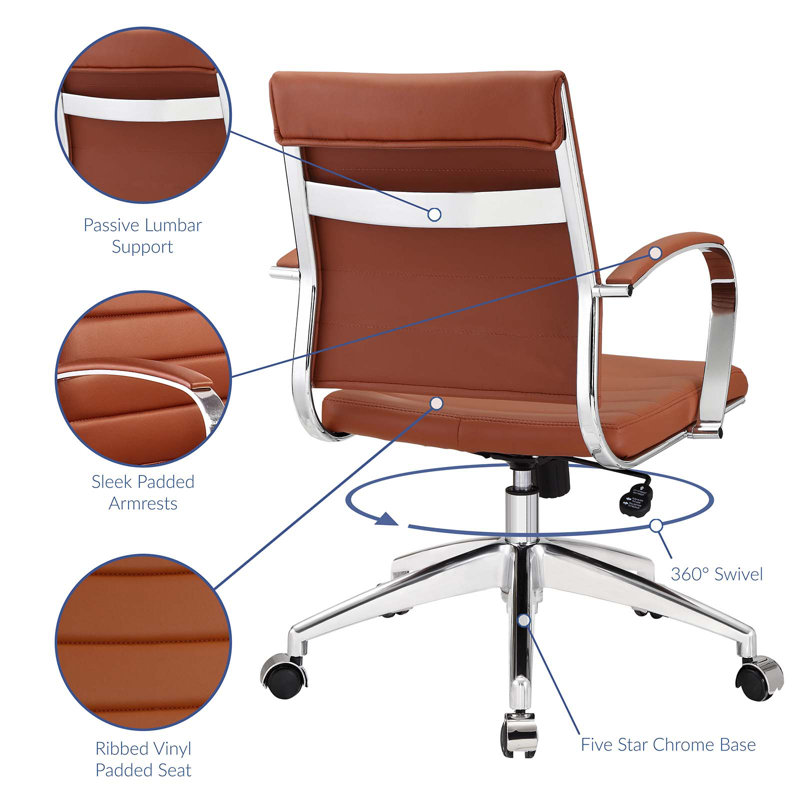 Terracotta High Back Swivel Office Chair with Chrome Base
