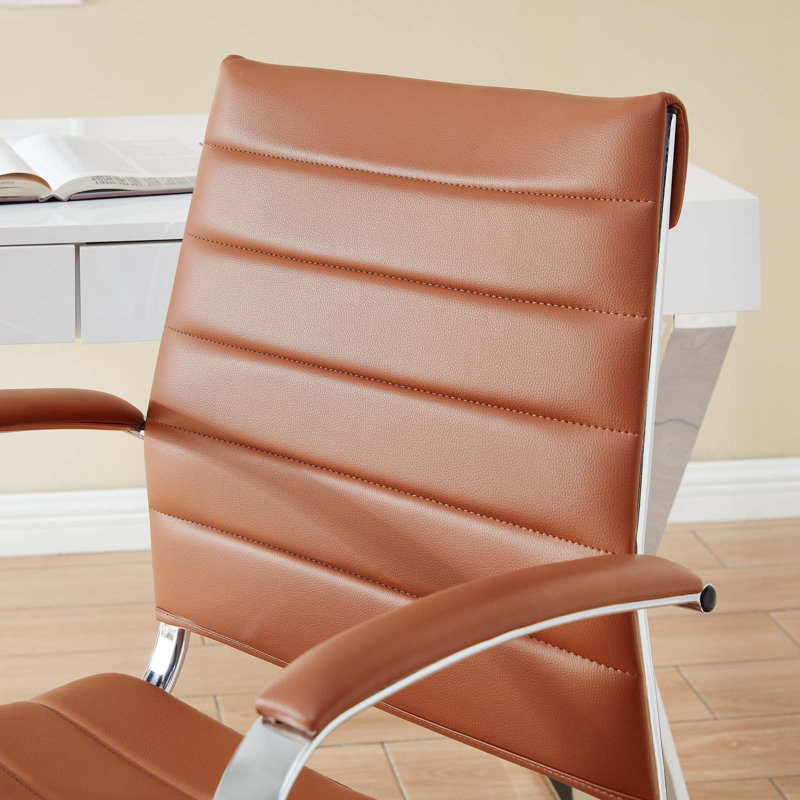 Terracotta High Back Swivel Office Chair with Chrome Base