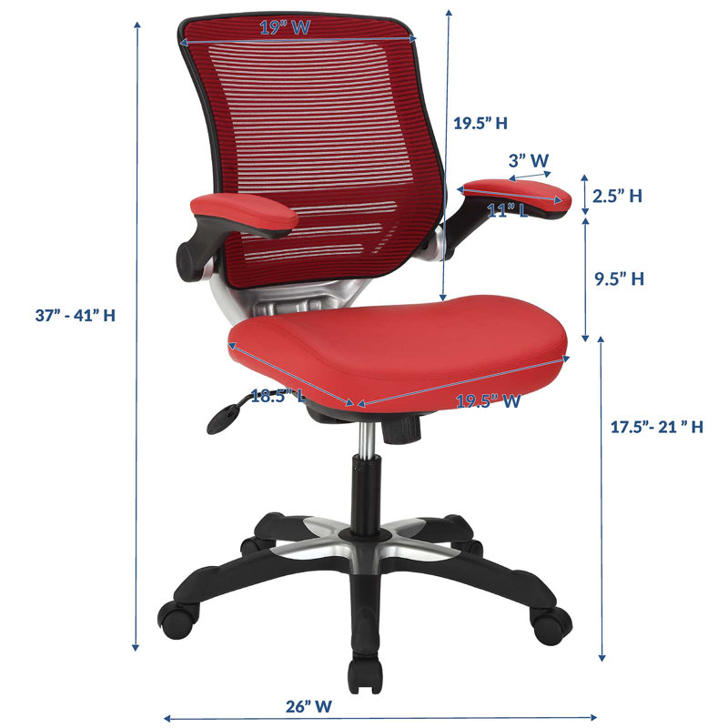 ErgoFlex Red Vinyl Swivel Office Chair with Adjustable Arms