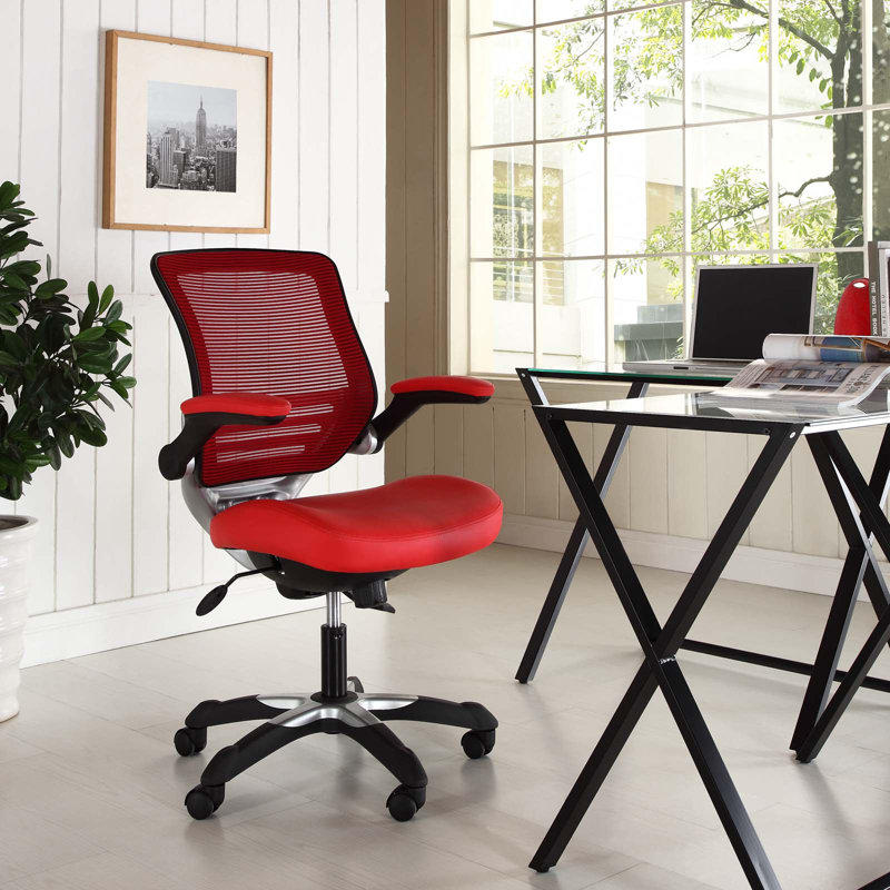 ErgoFlex Red Vinyl Swivel Office Chair with Adjustable Arms