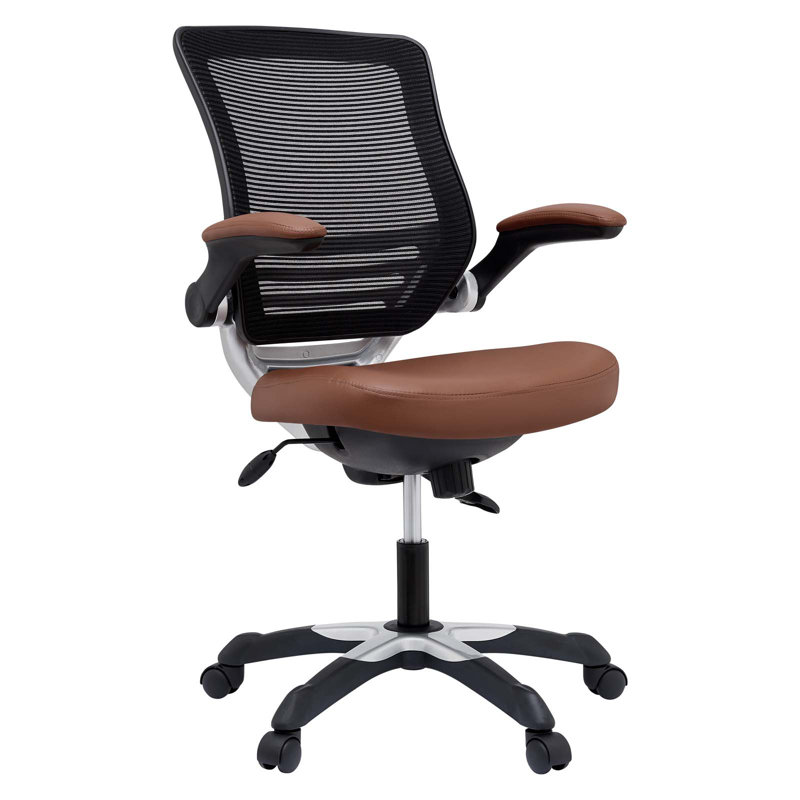 Edge Swivel Office Chair with Adjustable Arms in Tan Vinyl