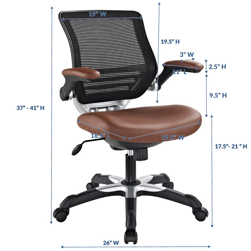 Edge Swivel Office Chair with Adjustable Arms in Tan Vinyl
