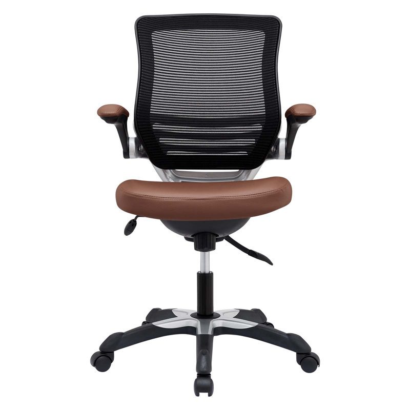 Edge Swivel Office Chair with Adjustable Arms in Tan Vinyl