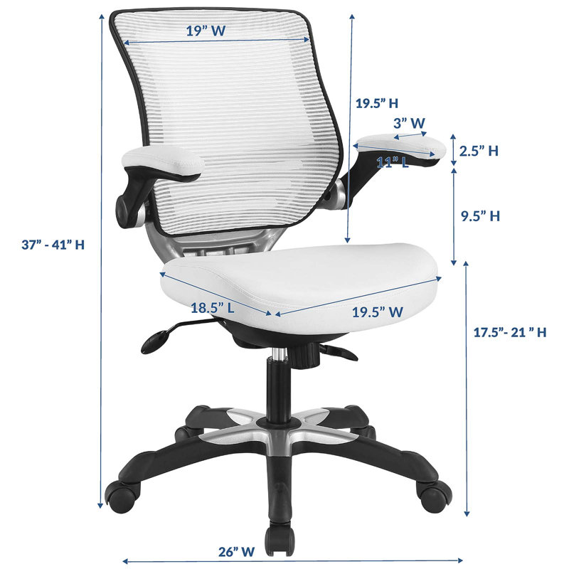 White Mesh and Leatherette Adjustable Office Chair