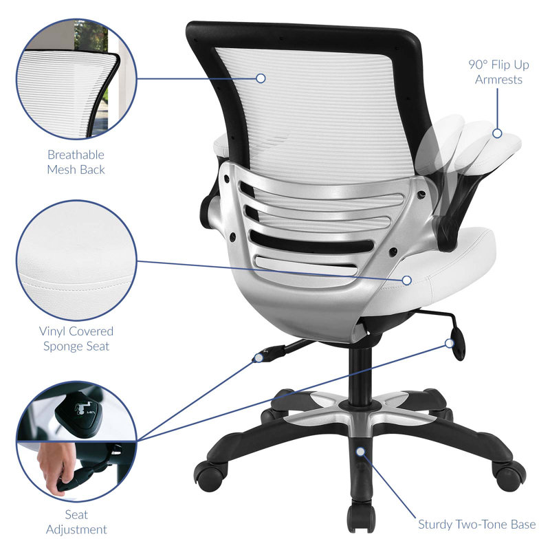 White Mesh and Leatherette Adjustable Office Chair