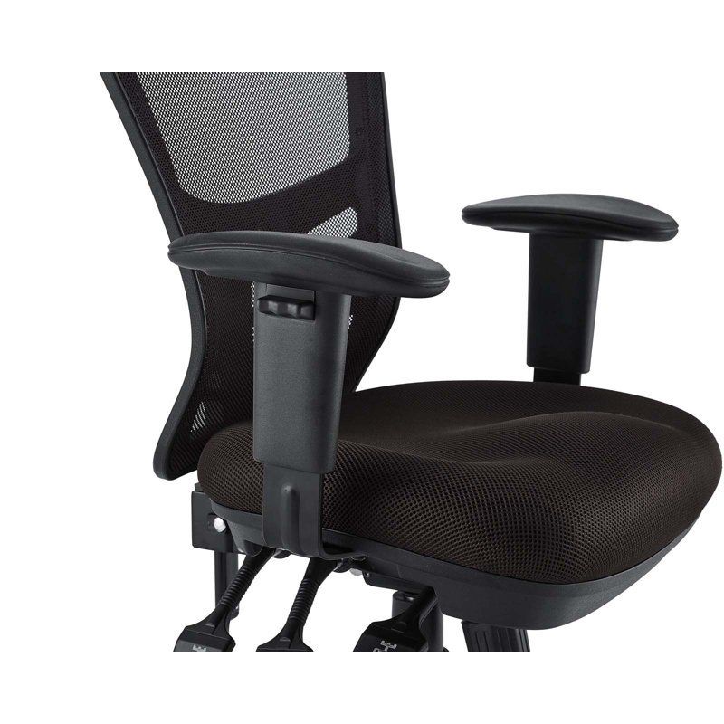 Brown Mesh and Leather Adjustable Swivel Office Chair