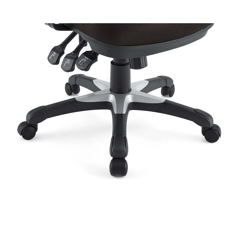Brown Mesh and Leather Adjustable Swivel Office Chair