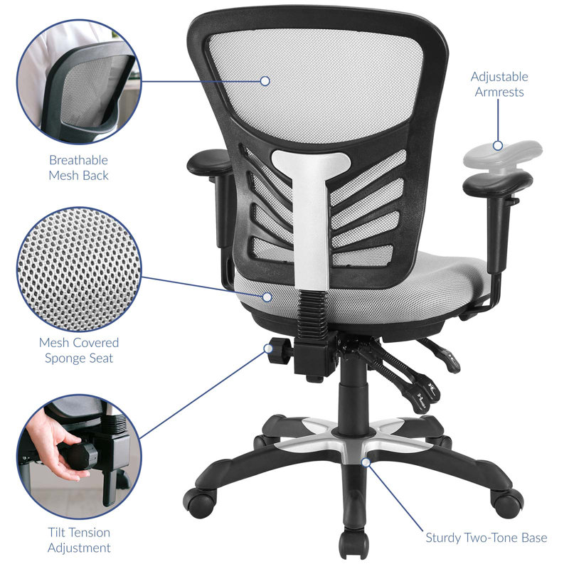 ErgoFlex Gray Mesh & Vinyl Adjustable Office Chair with Swivel