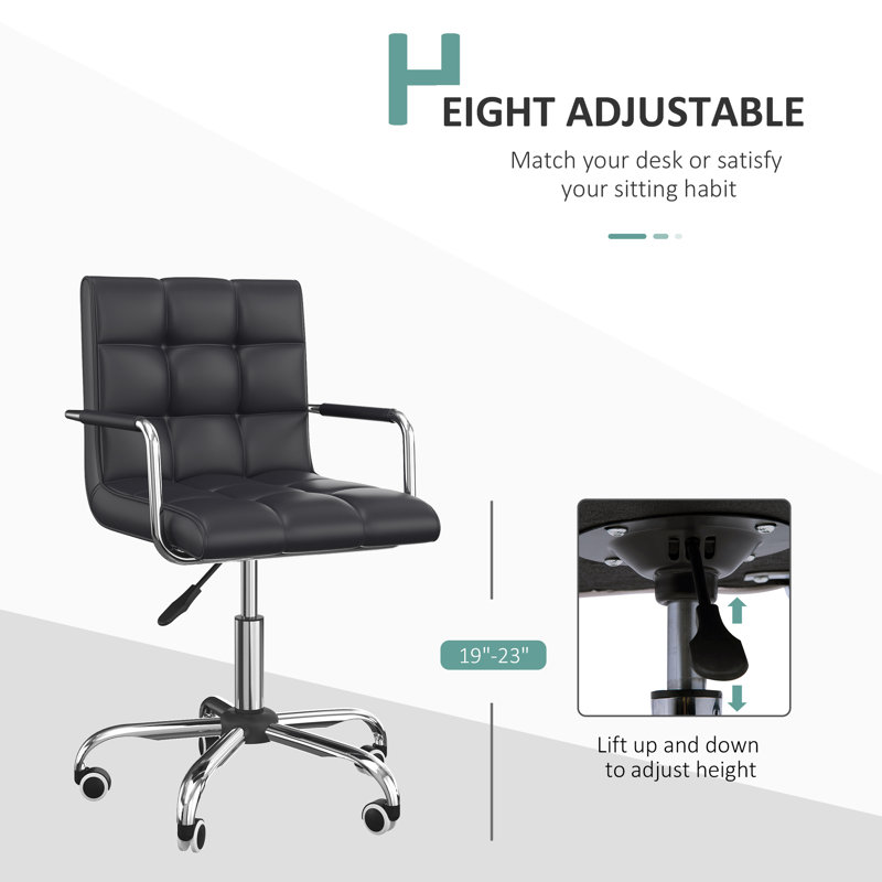 Black Tufted Leather Swivel Executive Office Chair