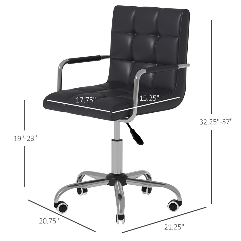 Black Tufted Leather Swivel Executive Office Chair