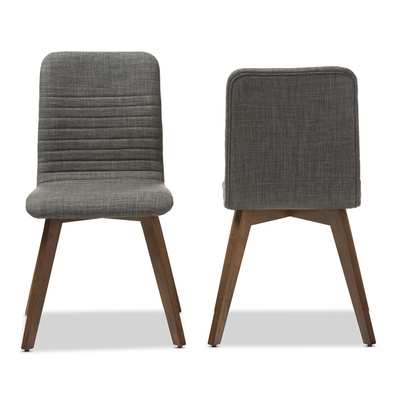 Scandinavian-Style Dark Grey Upholstered Walnut Parsons Side Chair