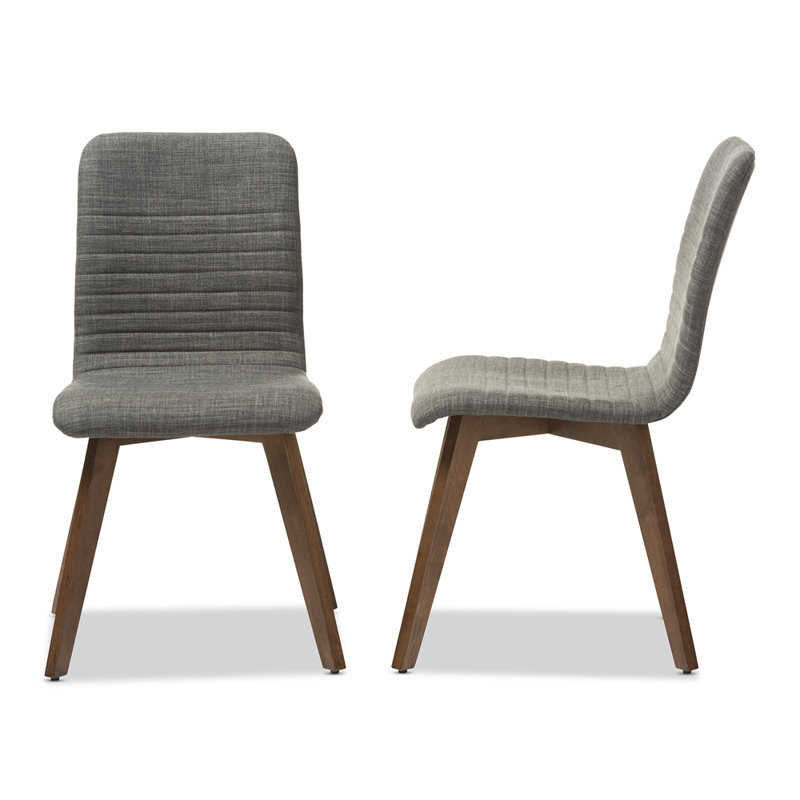 Scandinavian-Style Dark Grey Upholstered Walnut Parsons Side Chair