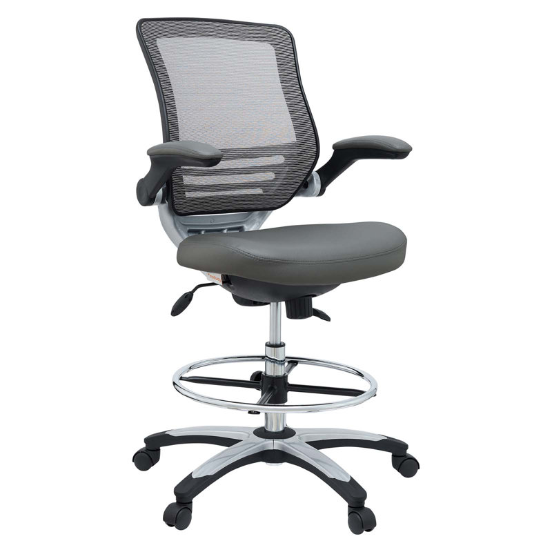 Edge Adjustable Swivel Drafting Chair with Mesh Back in Gray