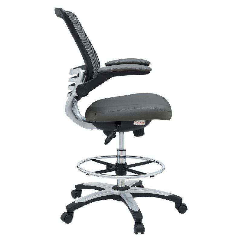 Edge Adjustable Swivel Drafting Chair with Mesh Back in Gray