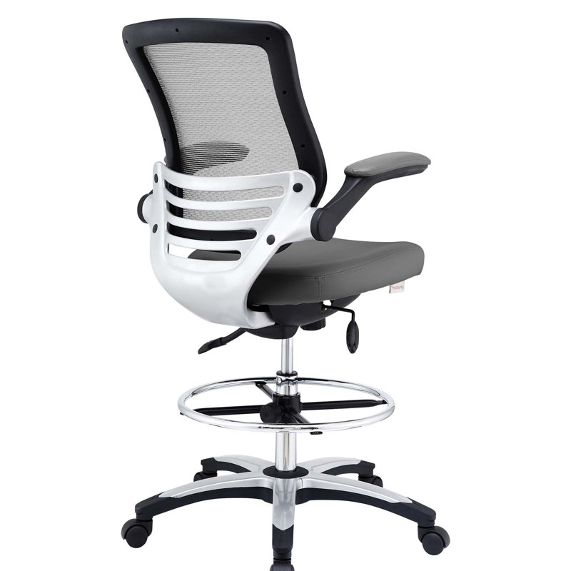 Edge Adjustable Swivel Drafting Chair with Mesh Back in Gray