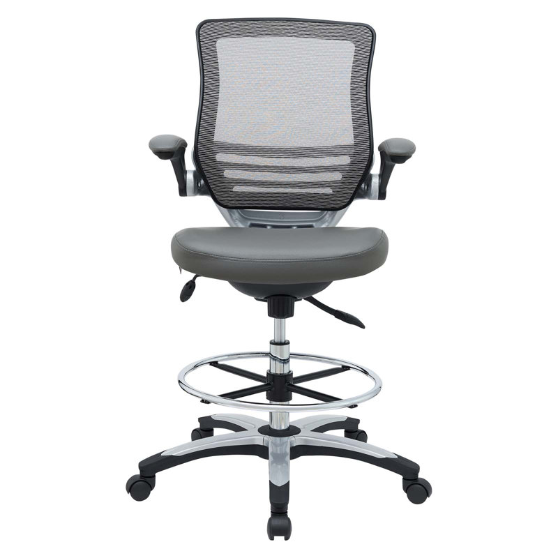 Edge Adjustable Swivel Drafting Chair with Mesh Back in Gray