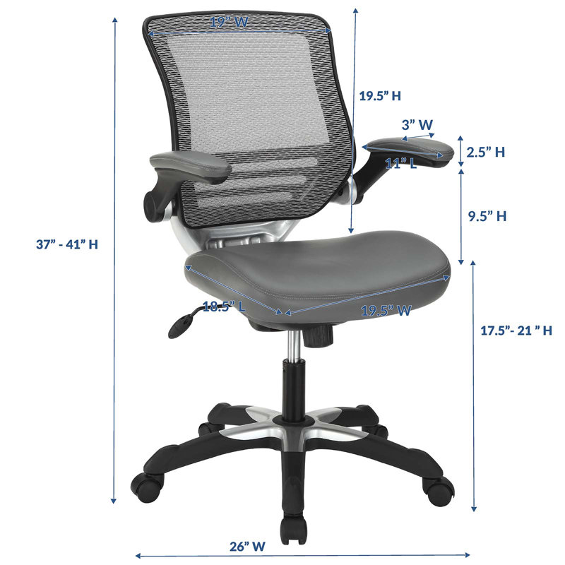 Edge Modern Gray Mesh and Leatherette Adjustable Office Chair