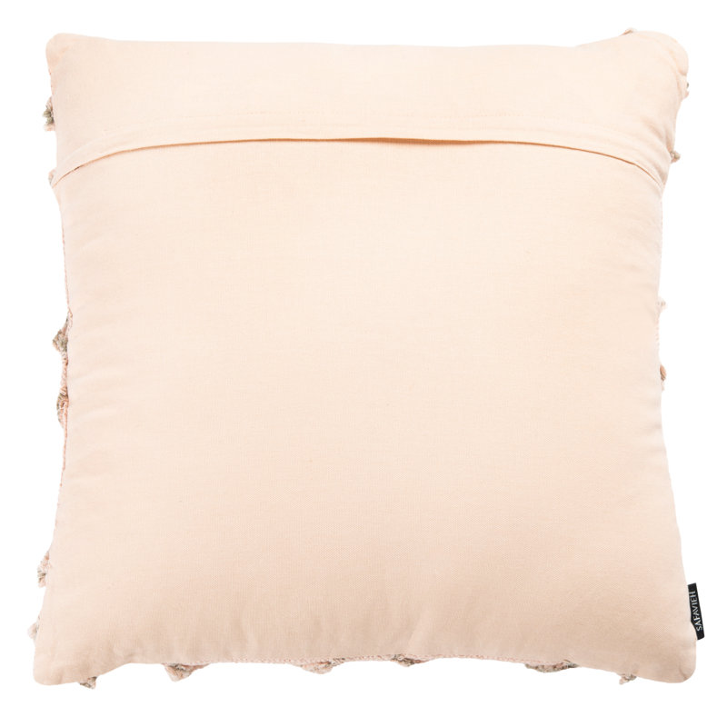 Ashlin Beige and Grey Fringed Cotton Throw Pillow