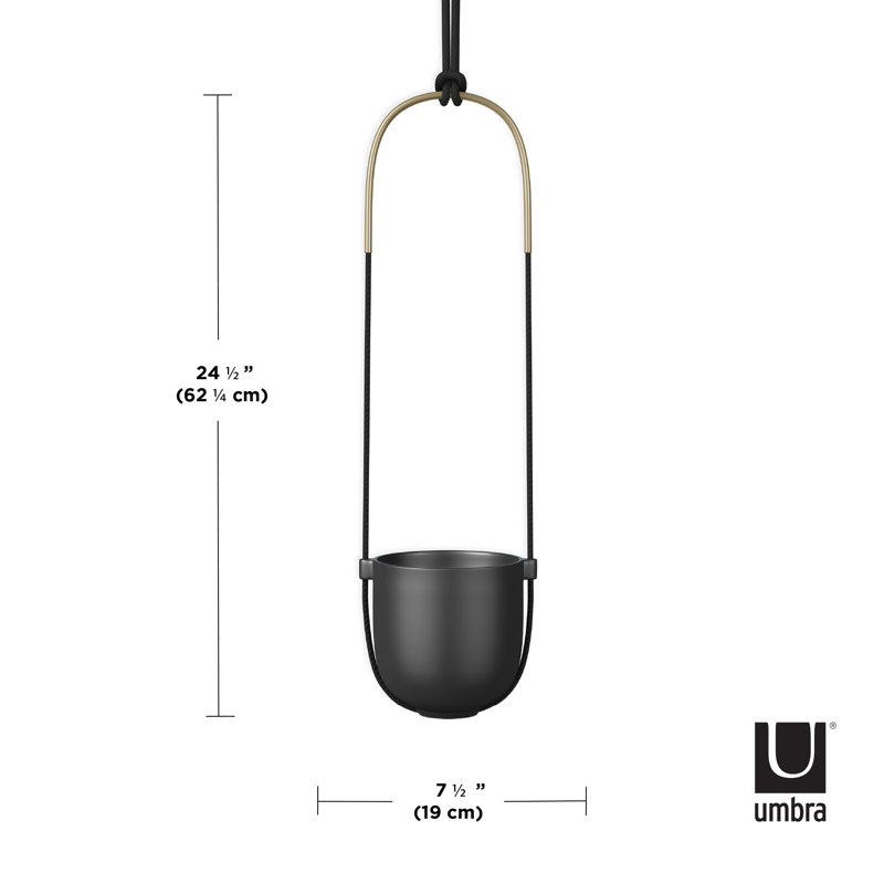 Bolo Soft Curve Black Ceramic Indoor/Outdoor Hanging Planter