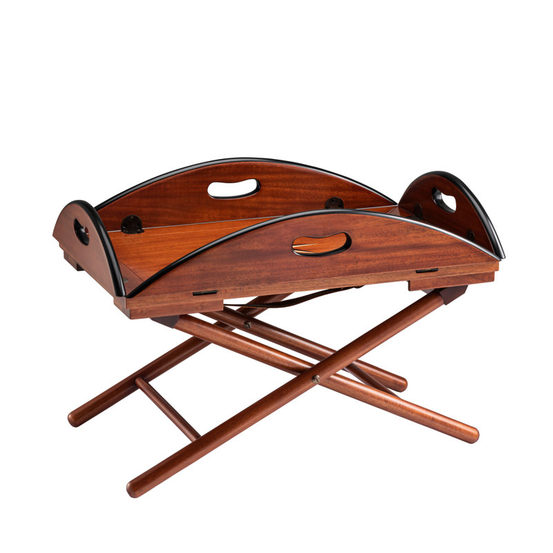 Acker 34'' Mahogany Wood Cross Leg Tray Top End Table