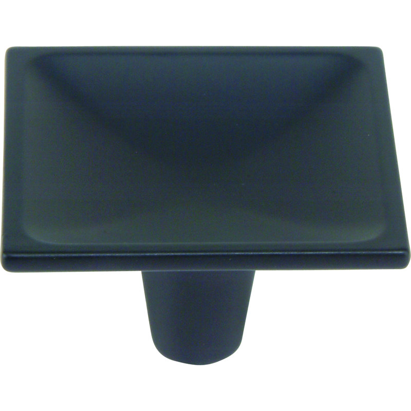 Matte Black Square Modern Knob with Mounting Hardware