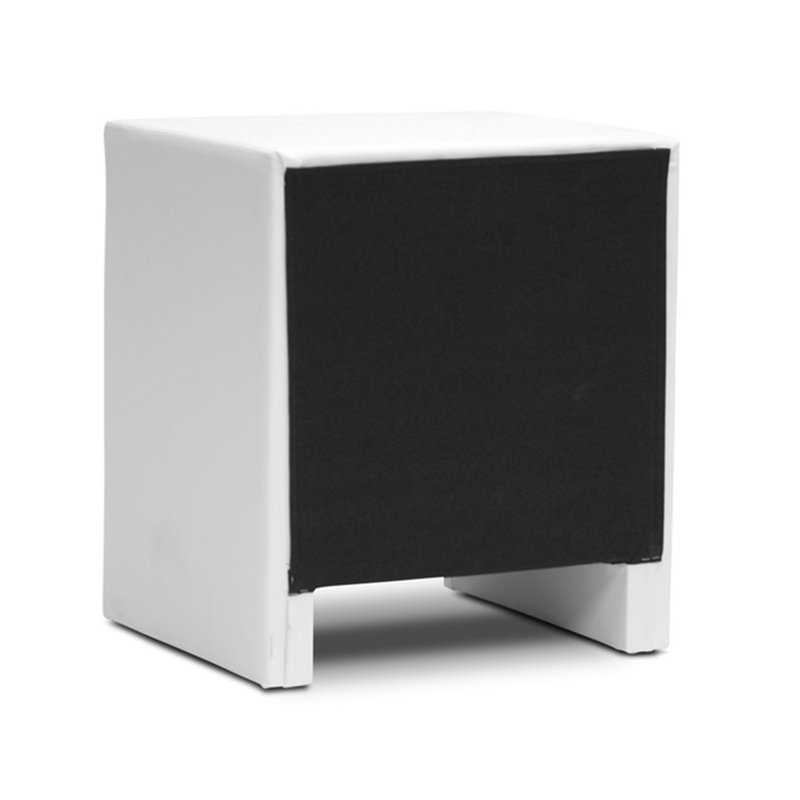 Sleek White Faux Leather 2-Drawer Contemporary Nightstand