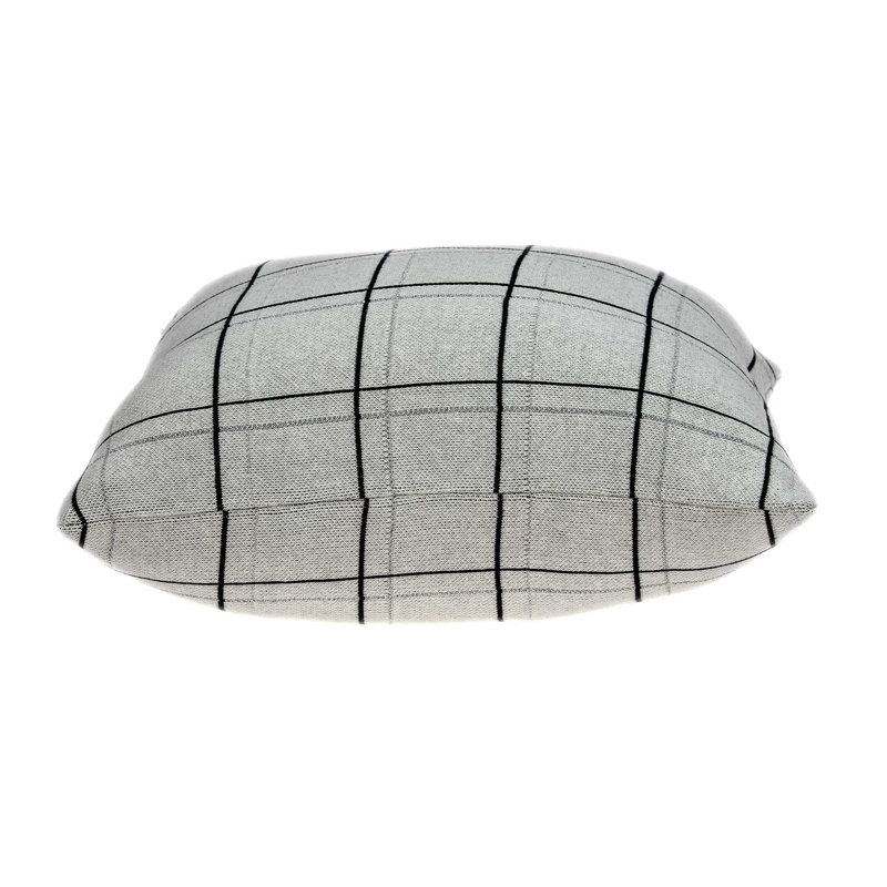 Gray Plaid Cotton Pillow Cover with Poly Insert, 20" x 20"