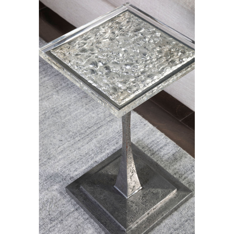 Montreaux 12'' Silver Square Metal Spot Table with Acrylic Top