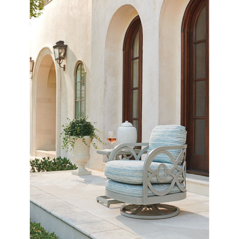 Oyster Shell Soft Gray Aluminum Outdoor Swivel Chair